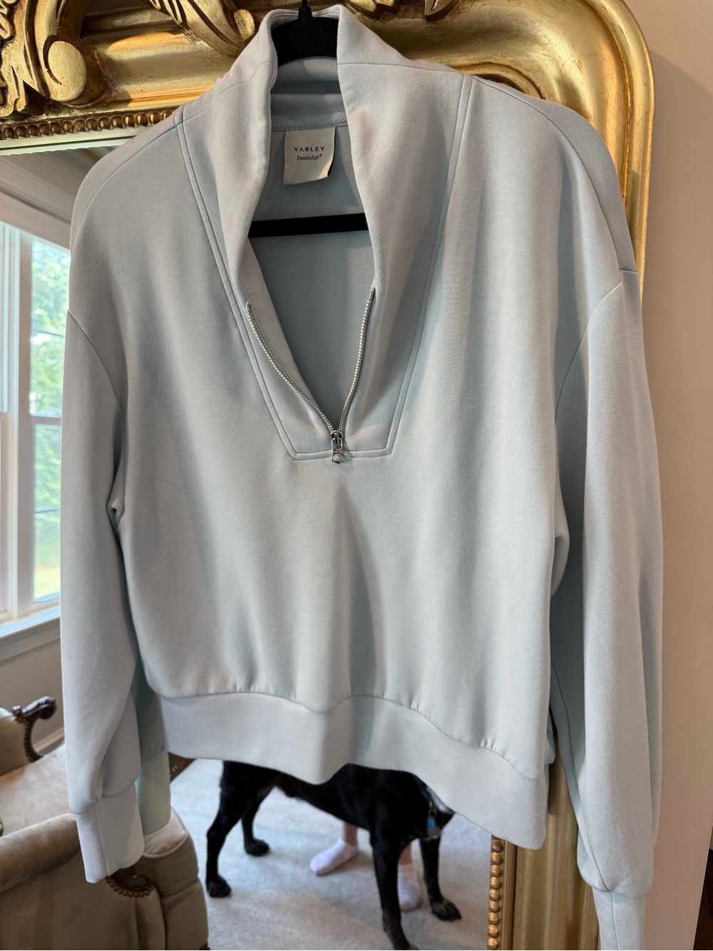 Varley Pale Blue Half-Zip Crewneck Sweatshirt